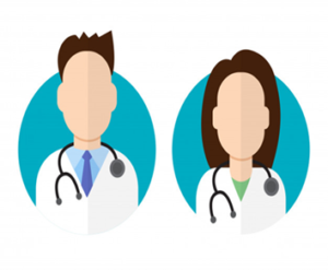 man doctor on the left and woman doctor on the right